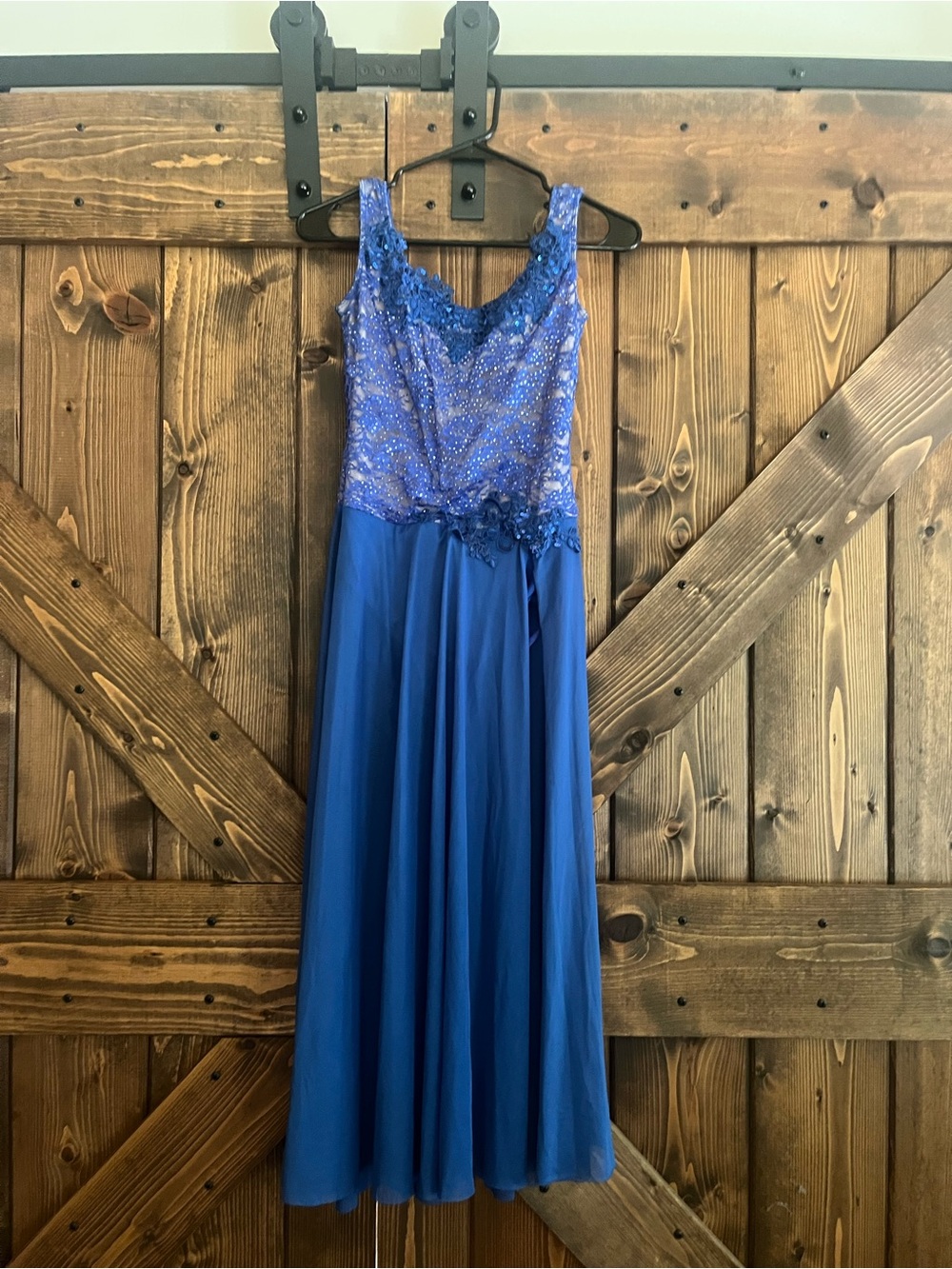 Royal Blue Beaded Sleeveless Dance Dress